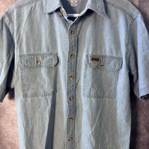 Lot Of 4 VTG‎ Carhartt Blue Denim Chambray Short Sleeve Button Shirt Mens Medium
